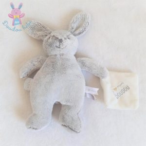 Lapin perle gris mouchoir blanc J’aime mon DOUDOU ET COMPAGNIE