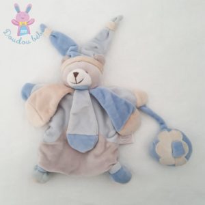 Ours collector marionnette beige bleu poudré DOUDOU ET COMPAGNIE