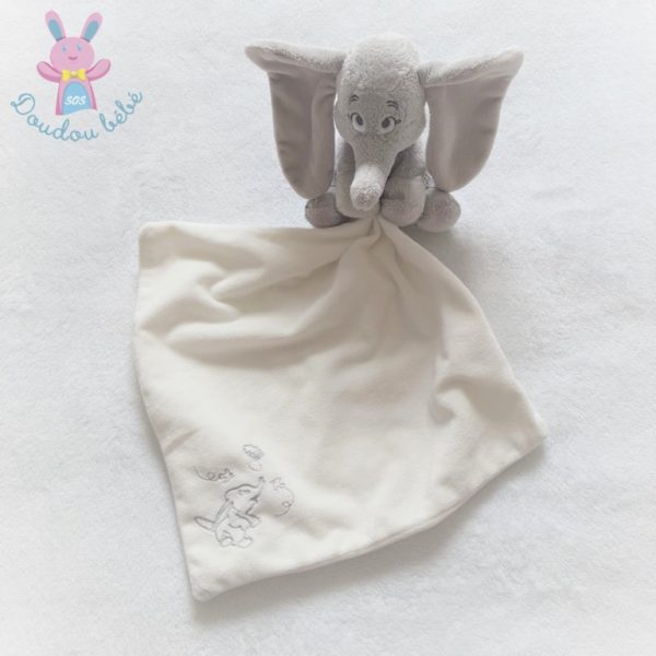 Doudou éléphant Dumbo gris mouchoir blanc DISNEY STORE