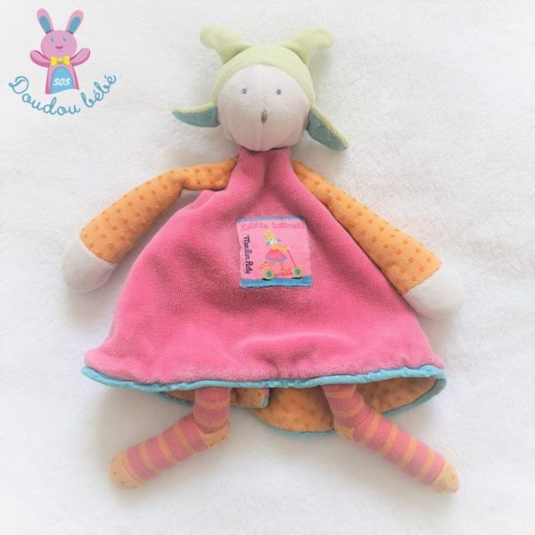 Doudou plat Colette et Trottinette rose orange MOULIN ROTY