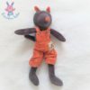 Doudou Loup Igor marron orange La grande famille MOULIN ROTY