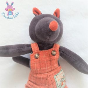 Doudou Loup Igor marron orange La grande famille MOULIN ROTY