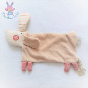 Doudou plat Chien Koko la lune beige rayé rouge MOULIN ROTY