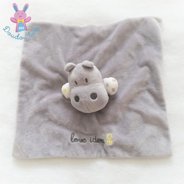 Doudou plat Hippopotame gris OBAIBI