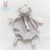 Doudou plat Souris gris et blanc couronne SUCRE D'ORGE