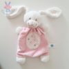 Doudou plat Lapin rose blanc étoiles TEX