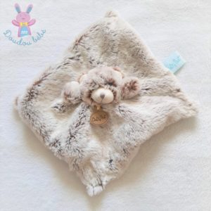 Doudou plat Ours beige chiné blanc Les Flocons BABY NAT