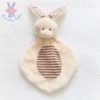 Doudou plat Lapin beige rayé marron DERMACTIVE