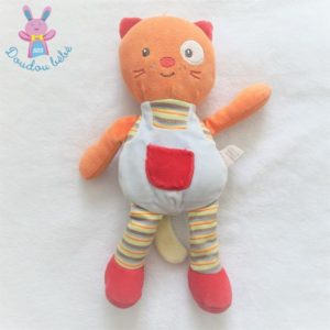 Doudou Chat bleu orange rouge et rayé 30 cm Bébé 9