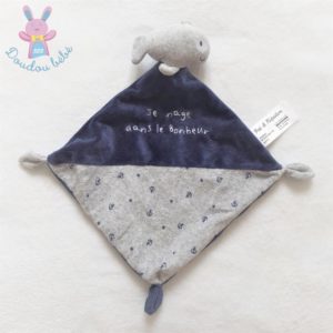 Doudou plat Poisson bleu gris « Je nage dans le bonheur » PAT & RIPATON