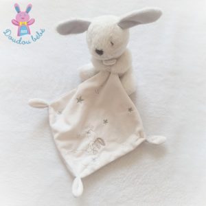 Doudou Lapin blanc gris mouchoir lune étoiles SIMBA KIABI