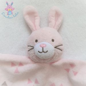 Doudou plat Lapin rose marron triangles attache tétine TOYS R US