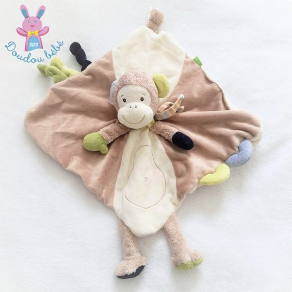 Doudou plat Singe beige écru vert BABY FEHN BABYSUN