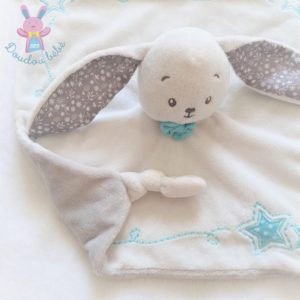 Doudou plat Lapin blanc bleu étoiles PAT & RIPATON LA HALLE