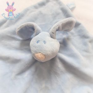 Doudou plat Lapin bleu blanc Born in spring Prémaman