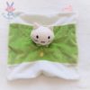 Doudou plat Chat Musti blanc et vert MUSTI