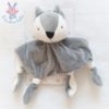 Doudou plat Renard gris blanc noir MES PETITS CAILLOUX