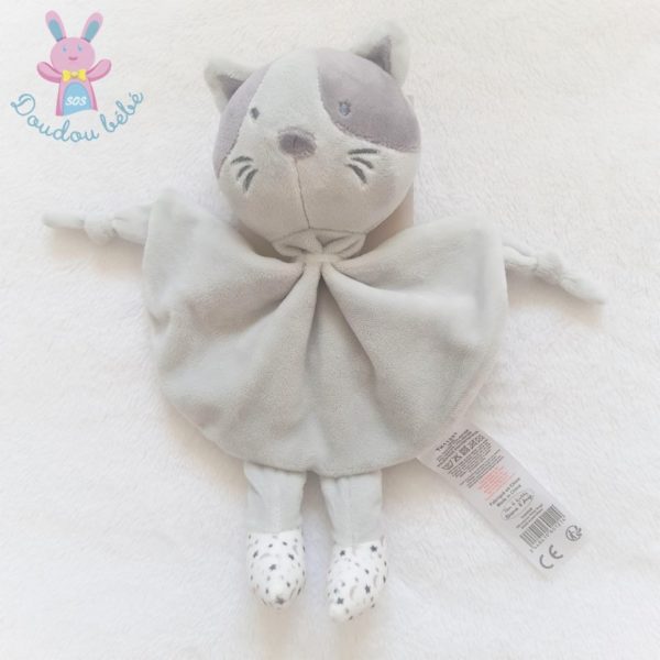 Doudou plat Chat gris étoiles TOM & KIDDY