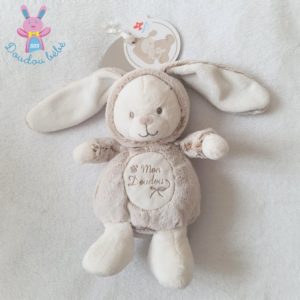 Ours déguisé en Lapin beige chiné blanc “Mon doudou” NICOTOY