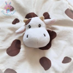 Doudou plat Vache marron blanc beige attache tétine HAN