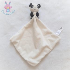 Doudou Panda grelot noir et blanc mouchoir blanc ZEEMAN