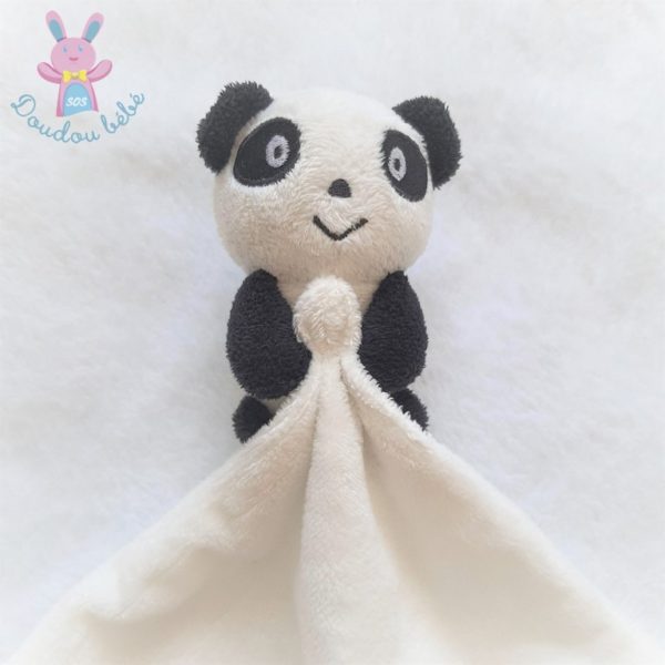 Doudou Panda noir blanc mouchoir ZEEMAN