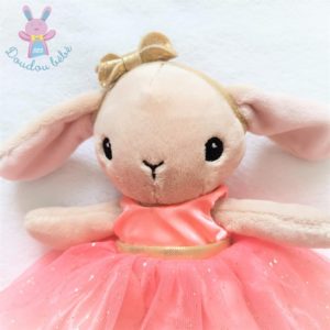 Doudou Lapin beige robe tulle rose et doré H&M