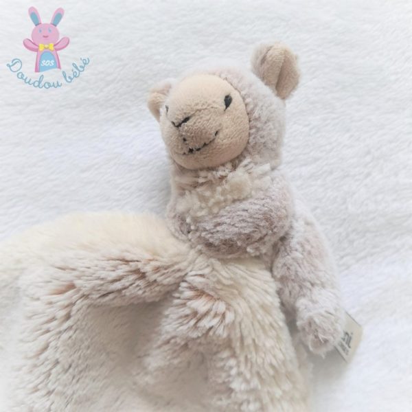 Doudou Mouton mouchoir beige chiné blanc Dani Créations