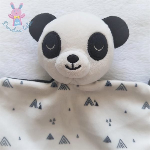 Doudou plat Panda blanc et noir triangles LA REDOUTE