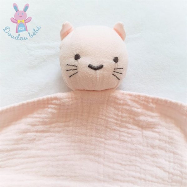 Doudou plat Chat lange rose pâle BOUT'CHOU MONOPRIX