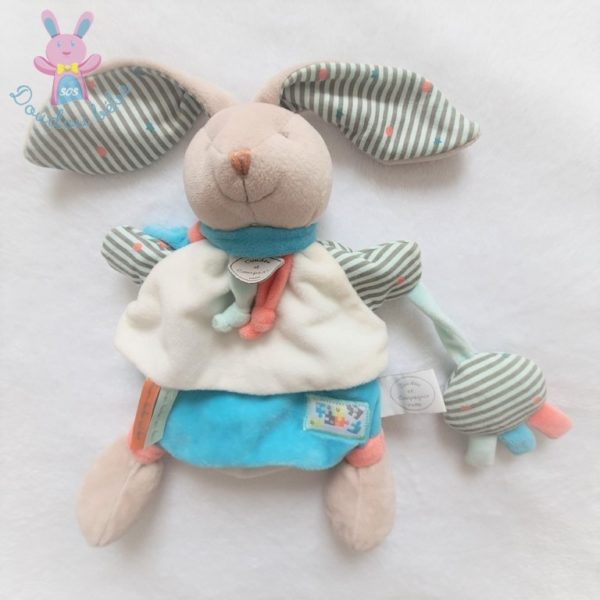 Lapin marionnette Happy puzzle bleu blanc DOUDOU ET COMPAGNIE