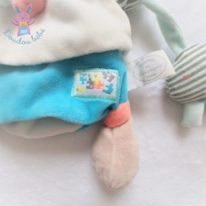 Lapin marionnette Happy puzzle bleu blanc DOUDOU ET COMPAGNIE