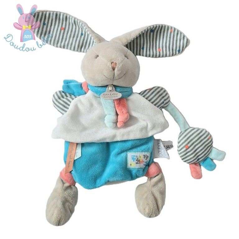 Lapin marionnette Happy puzzle bleu blanc DOUDOU ET COMPAGNIE