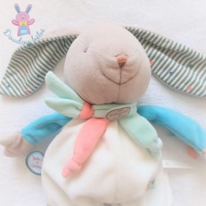 Lapin Happy Puzzle blanc bleu gris 36 cm DOUDOU ET COMPAGNIE