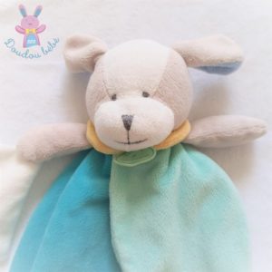 Chien bleu vert gris mouchoir blanc Cueillette DOUDOU ET COMPAGNIE