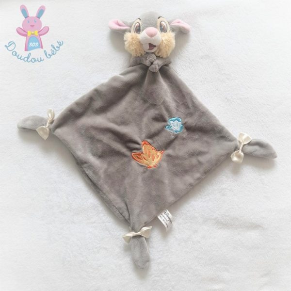 Doudou plat Lapin Panpan gris papillons nœuds DISNEY STORE