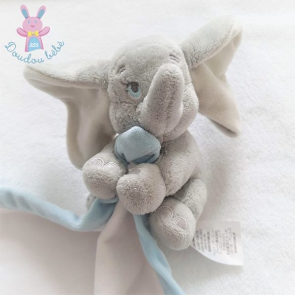 Doudou éléphant Dumbo gris mouchoir blanc bleu DISNEY STORE