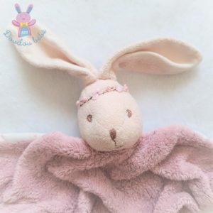 Doudou plat Lapin Lilirose beige rose blanc fleurs KALOO