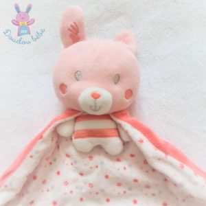 Doudou Lapin rose blanc cape étoiles fleurs MOTS D’ENFANTS