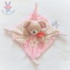 Doudou plat Souris beige rose blanc étoiles MOTS D'ENFANTS