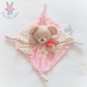 Doudou plat Souris beige rose blanc étoiles MOTS D’ENFANTS