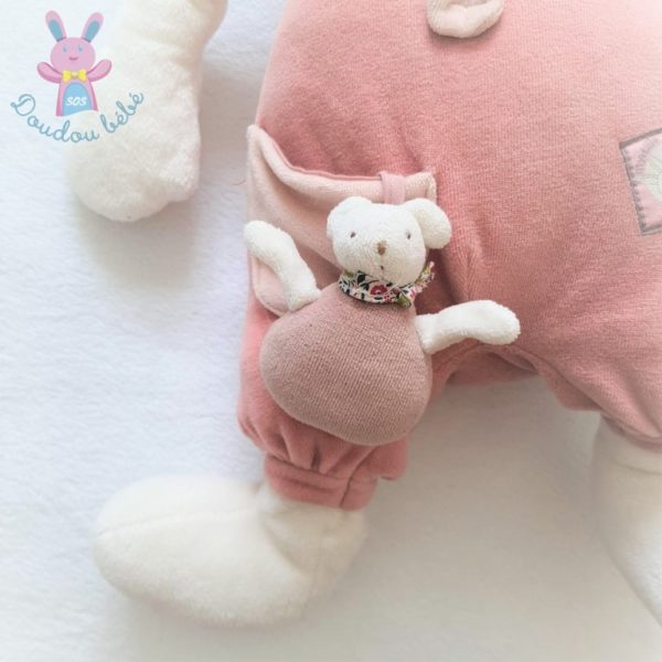 Doudou Lapin d'activités Myrtille et Capucine rose blanc MOULIN ROTY