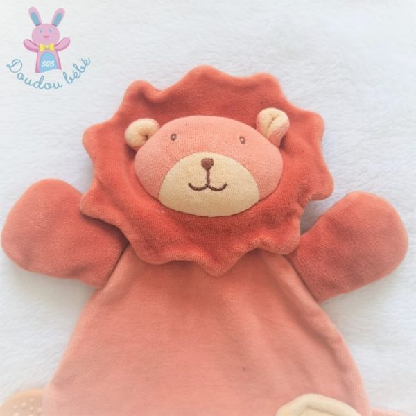 Doudou plat Lion orange Les Loustics attache tétine MOULIN ROTY