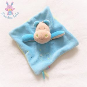 Doudou plat Hippopotame bleu vert tortue SUCRE D’ORGE