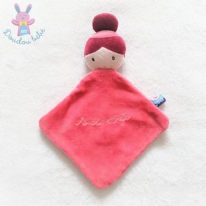 Doudou plat Poupée rose et chignon prune SUCRE D’ORGE