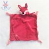 Doudou plat Renard rose framboise fleurs VERTBAUDET