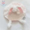 Doudou plat Lapin marionnette rond blanc rose Tom & Zoé