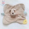 Doudou plat Chien beige blanc bleu os dentition Prémaman