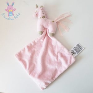 Doudou Licorne mouchoir rose doré mouchoir MOTS D’ENFANTS