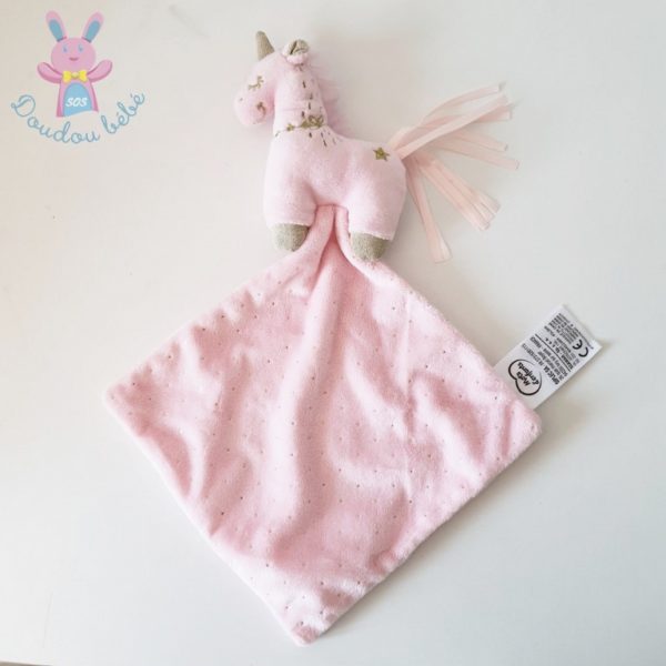 Doudou plat Licorne rose MOTS D'ENFANTS